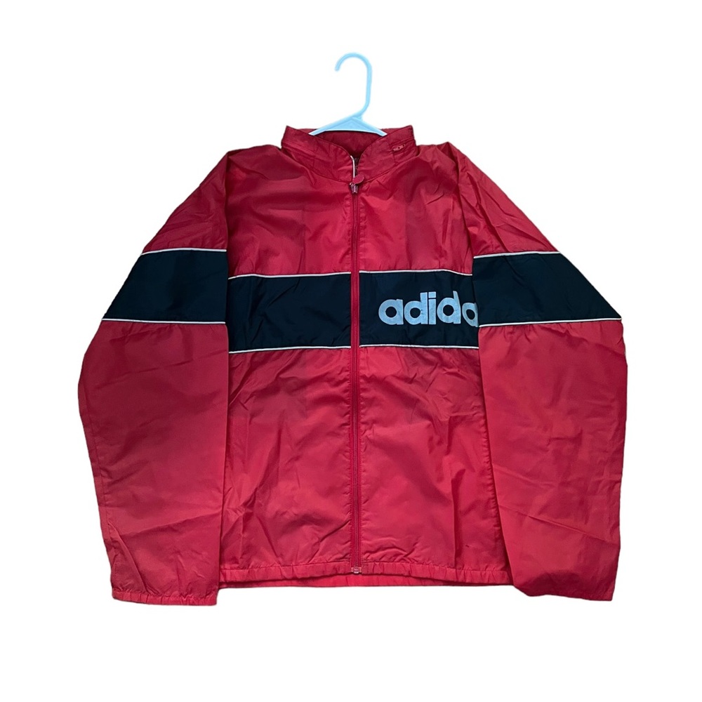 Vintage 90’s Rare Adidas Red Windbreaker Jacket Size Large